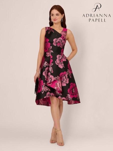 Adrianna Papell Floral Jacquard Black Dress (E47358) | €165