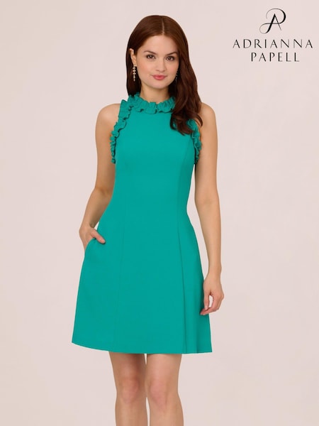 Adrianna Papell Green Crepe Midi Dress (E47360) | 393 QAR