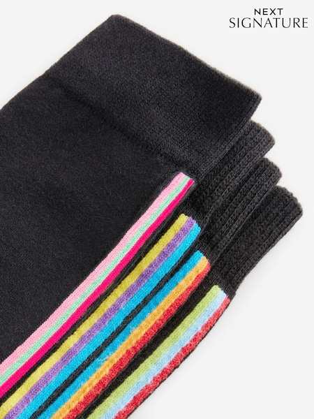 Black Striped Signature Bamboo Socks 4 Pack (E47376) | €9