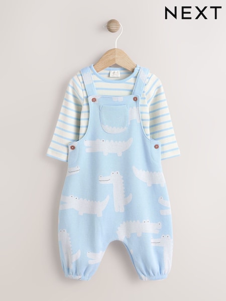 Blue Crocodile Jersey Baby Dungarees And Bodysuit Set (0mths-2yrs) (E47394) | €26 - €29