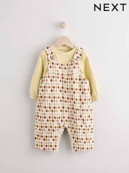 Mineral Harlequin Baby Woven 100% Cotton Dungarees and Bodysuit Set (0mths-2yrs) (E47396) | €21 - €23
