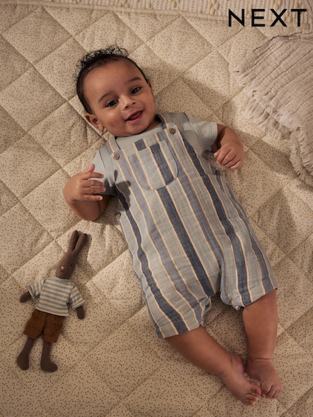 Minerals Stripe Baby Woven Dungaree and Bodysuit Set (0mths-2yrs) (E47403) | €21 - €24