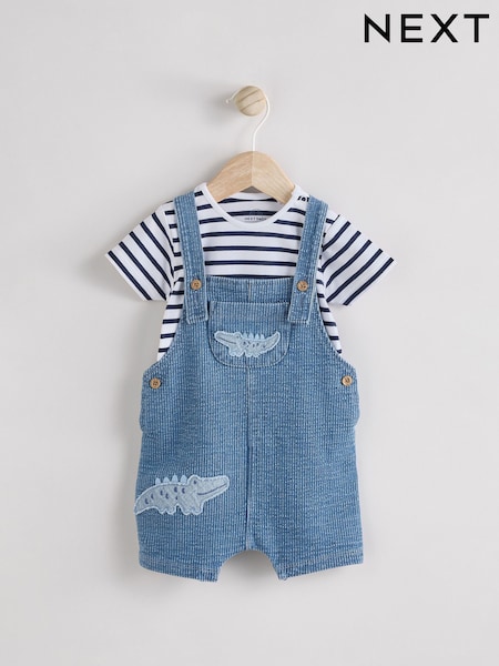 Синий с крокодилами - Baby Denim Dungaree And Bodysuit Set (0mths-2yrs) (E47407) | 12 060 тг - 13 400 тг