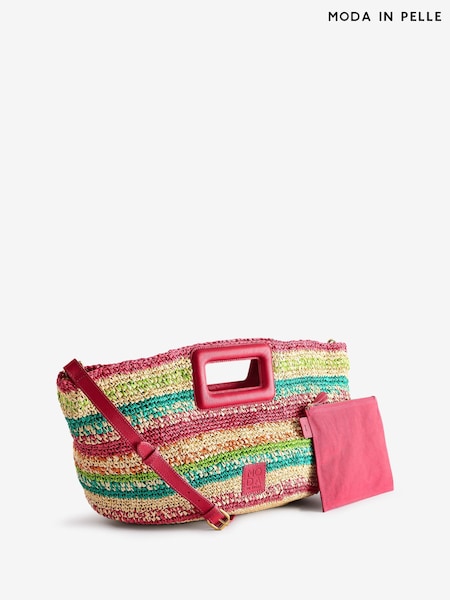 Multi - Moda in Pelle Sorrento Striped Rafia Sacoșă Bag (E47418) | 724 LEI