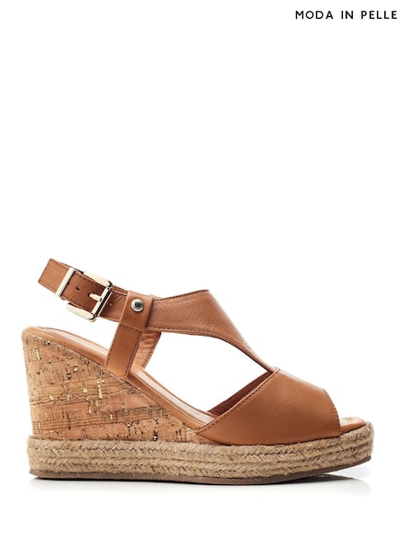 Moda In Pelle Petrina T Bar Front Wedge Sandals (E47429) | ₪448