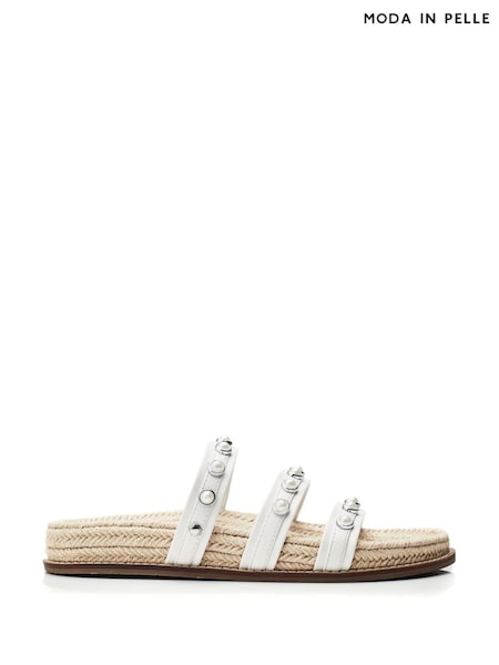 Moda in Pelle Orilla Espadrille Footbed Pearl White Sandals (E47433) | AED230
