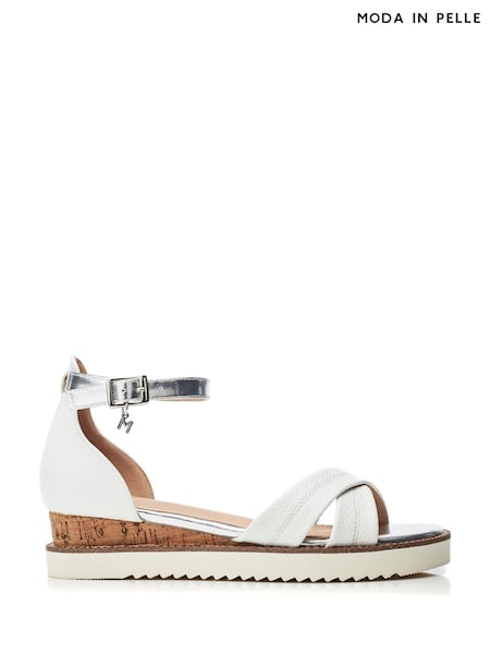 Alb - Moda in Pelle Orya Pantofi cu talpa plată Strappy Sandale (E47436) | 464 LEI