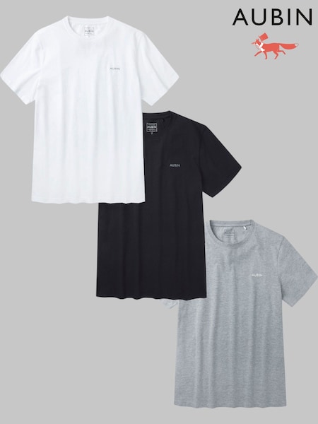 Aubin White/Black/Grey Louth T-Shirts 3 Pack (E47512) | €119