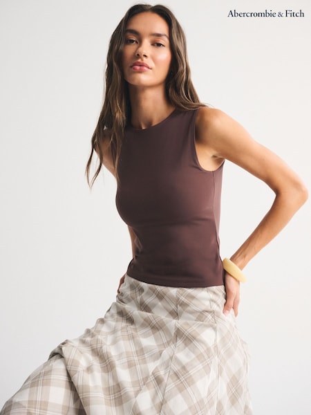 Hnedá - Abercrombie & Fitch Double Layer T-shirt