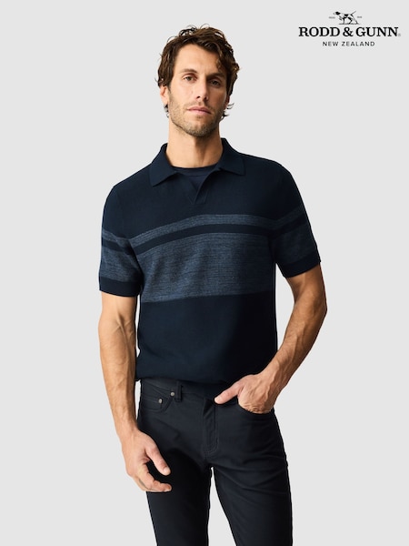 Blue - Regular Rodd & Gunn Mount Albert Knit Polo Shirt