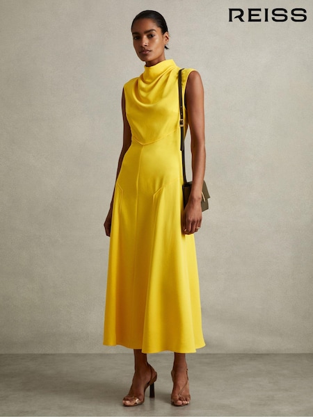 Reiss Georgia Cowl Neck Seam Detail Midi Dress (E47879) | €347