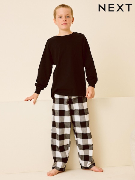 Black/White Single Woven 100% Cotton Pyjamas (4-16yrs) (E47912) | AED53 - AED71