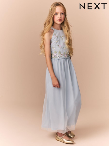 Pale Blue Embellished Occasion Dress (6-16yrs) (E47975) | €55 - €64