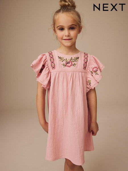 وردي - Embroidered Dress (3-16yrs) (E47979) | ‏112 د.إ.‏ - ‏ 142‏ د.إ.