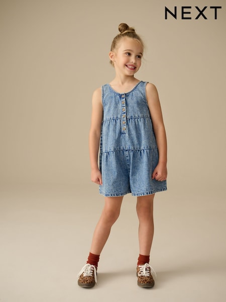 Blue Denim 100% Cotton Playsuit (3-16yrs) (E47985) | R$ 125 - R$ 175