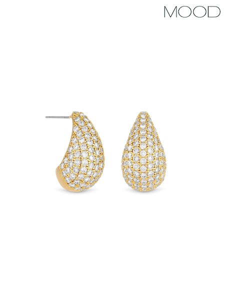 Mood Gold Tone Crystal Dome Hoop Earrings (E48062) | AED49