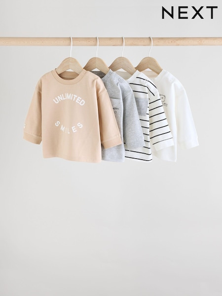 Mono/Neutral - Baby Long Sleeve T-shirts 4 Pack (E48162) | ‏75‏₪ - ‏84‏ ₪