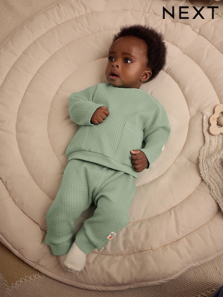 Sage Green Baby 100% Cotton Top And Leggings Set (E48224) | AED66 - AED76