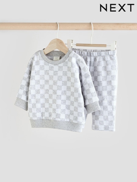 אפור ריבועי משבצות - Baby 100% Cotton Top And Leggings Set (E48225) | ‏55‏₪ - ‏63‏ ₪