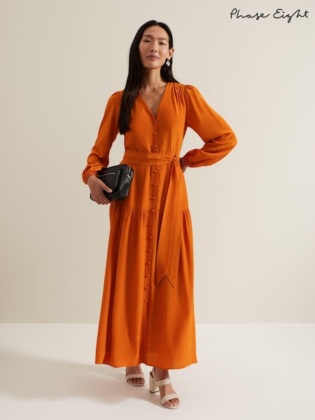Phase Eight Brown Tori Button Through Maxi Dress (E48253) | €72