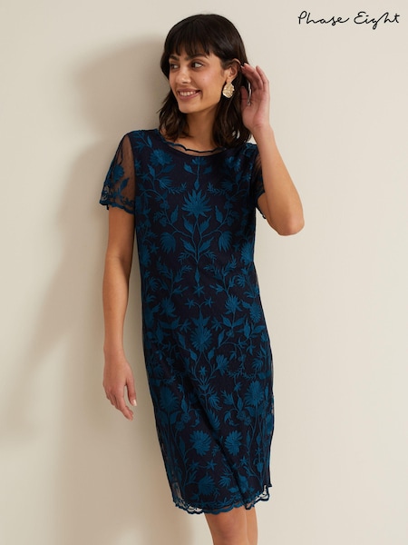 Phase Eight Black Shelby Embroidered Dress (E48266) | 550 QAR