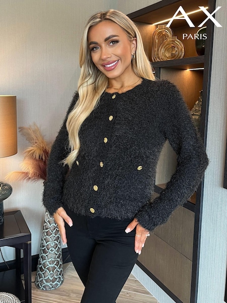 črna - AX Paris Knitted Button Front Cardigan (E48337) | € 27