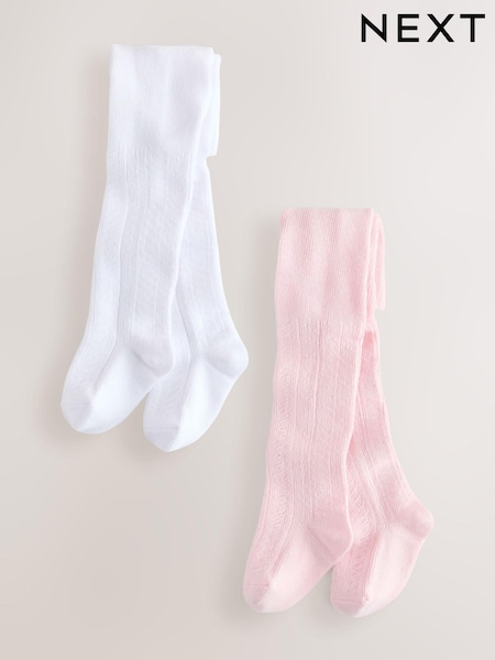 ורוד/לבן - Baby Pelerine Tights 2 Pack (0mths-2yrs) (E48345) | ‏42‏₪