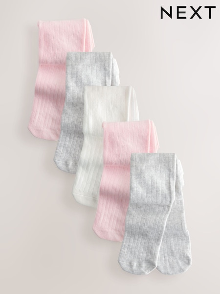 Rosa/gris - Baby Tights 5 Pack (0mths-2yrs) (E48359) | 26 €