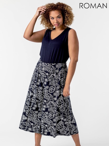 Roman Blue Plain V-Neck Vest Top (E48402) | 198 QAR