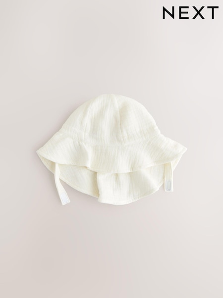 White 100% Cotton Baby Summer Hat (0mths-2yrs) (E48412) | $17