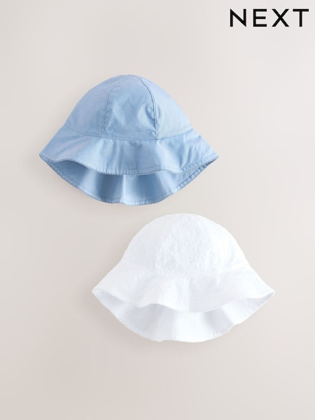 Diseño bordado en chambray azul/blanco - 100% Cotton Baby Hats 2 Pack (0mths-2yrs) (E48413) | 19 €