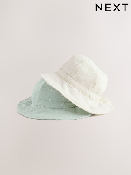 Mint Green Dobby - 100% Cotton Baby Hats 2 Pack (0mths-2yrs) (E48416) | 19 €