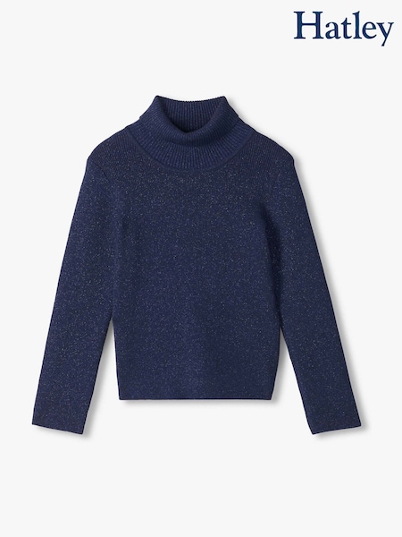 Blå - Hatley Patriot Blå Glitter Høyhalsgenser