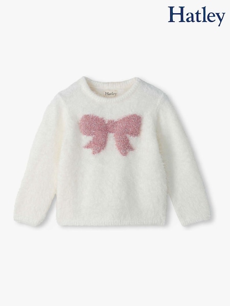 Natural - Hatley Gardenia Pink Bow Furry Jumper