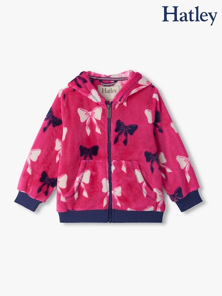 Pink - Hatley Big Bows Fleece Zip-up Hoodie