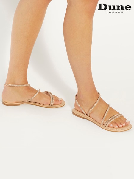 Dune London Cream Lessia Strappy Embellished Flat Sandals (E48515) | €57