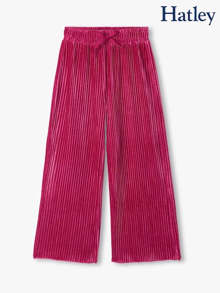 Pink - Hatley Pleated Velour Relaxed Trousers