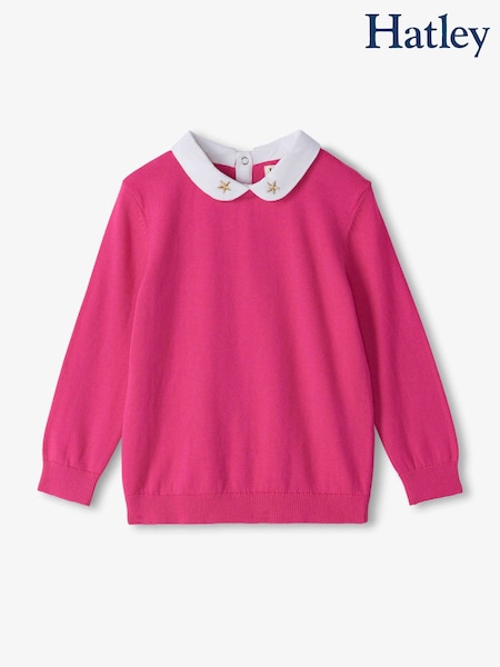 Pink - Hatley Pink Yarrow Peter Pan Collar Jumper
