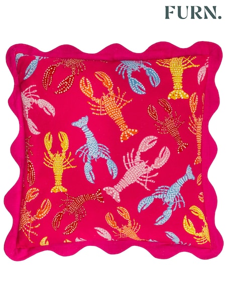 Furn Pink 100% Cotton Crustaceans Scalloped Cushion (E48621) | 109 QAR