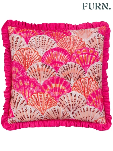Furn Pink Clam Shells Frilled 100% Cotton Cushion (E48623) | 109 QAR