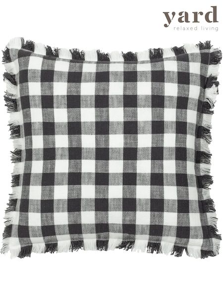 Yard Black Barton Check Yarn Dyed 100% Cotton Cushion (E48625) | 139 QAR