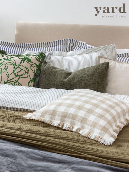 Yard Natural Barton Check Yarn Dyed 100% Cotton Cushion (E48634) | €37