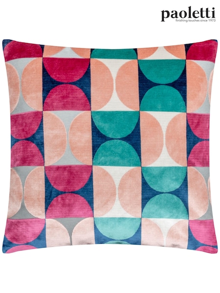 Riva Paoletti Magenta Blue Bardot Cut Velvet Cushion (E48656) | 119 QAR