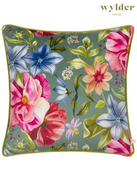 Wylder Teal Nectar Garden Petunia Floral Cushion (E48683) | €37