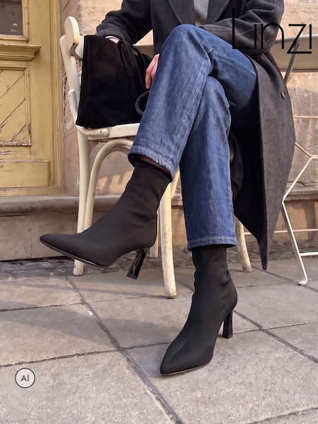 Black - Linzi Context Stiletto Heel Ankle Boots