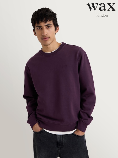 Purple - Regular Wax London Sidney Loopback Washed Sweatshirt
