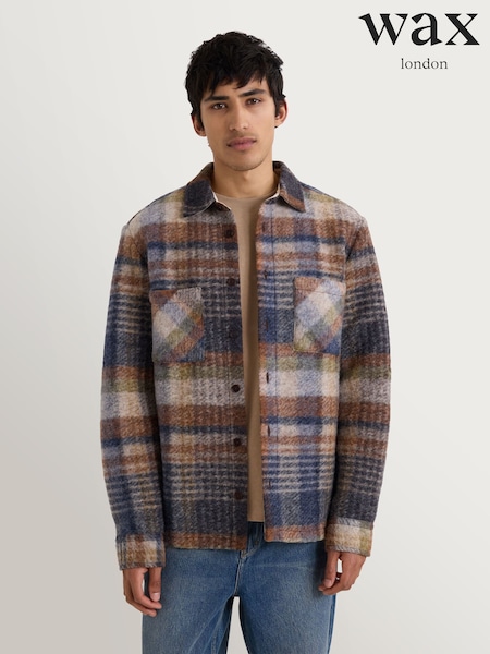 Naranja - Regular Wax London Whiting Ari Wool Blend Check Overshirt