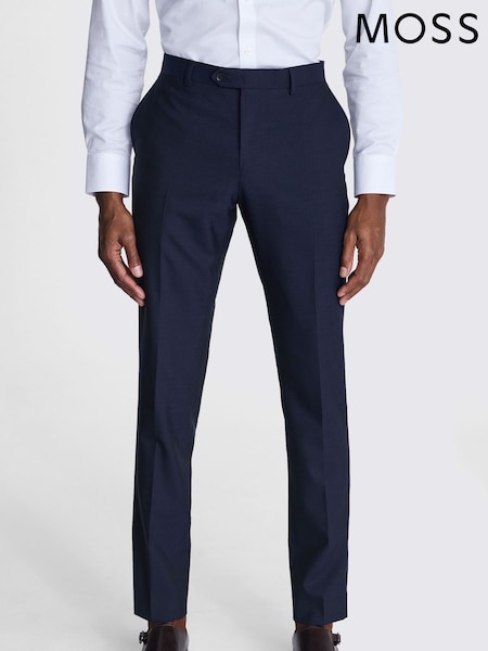 MOSS Blue Tailored Fit Half Lined Trousers (E48785) | AED407