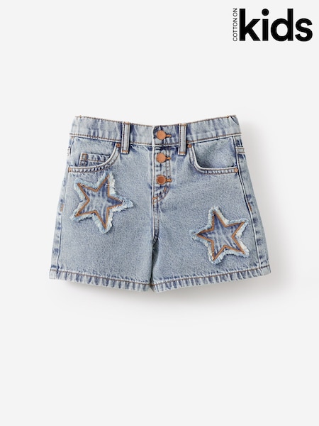 Blue - Cotton On Snap Front Denim Shorts
