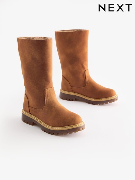 Tan Brown Chunky Tall Boots (E48870) | R$ 355 - R$ 420